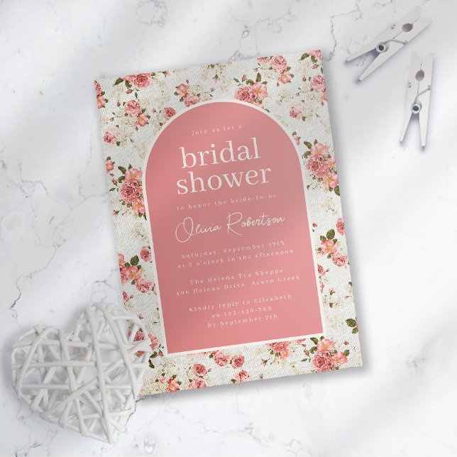 Möhippan vintage Blommigt Ro Inbjudningar (Skapare uppladdad)