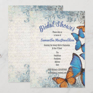 möhippan vintage blue butterflies inbjudningar