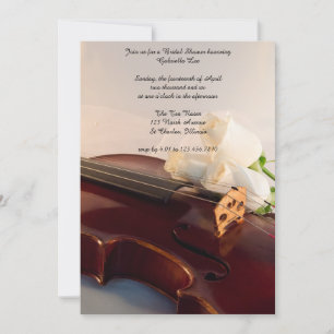 Möhippan Violin och Vit ros Flowers Inbjudningar