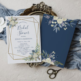 Möhippan Vit ros Blue Blommigt Inbjudningar
