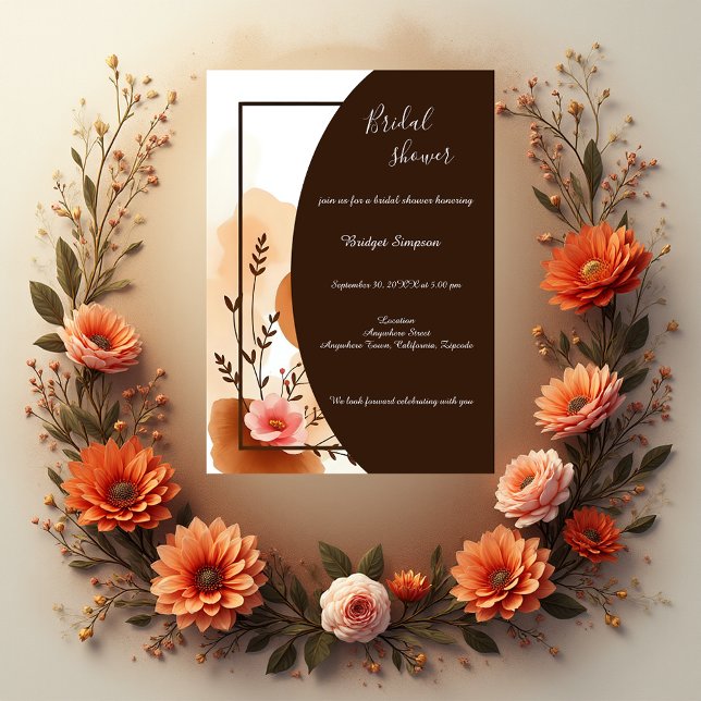 Möhippan Warm Autumn Peach Ram Inbjudningar (Skapare uppladdad)