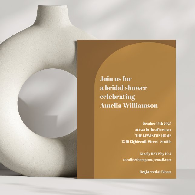 Möhippan Warm Fall Brown Färg Block Arch Inbjudningar (Skapare uppladdad)