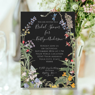 Möhippan Watercolor Blommigt Black Inbjudningar