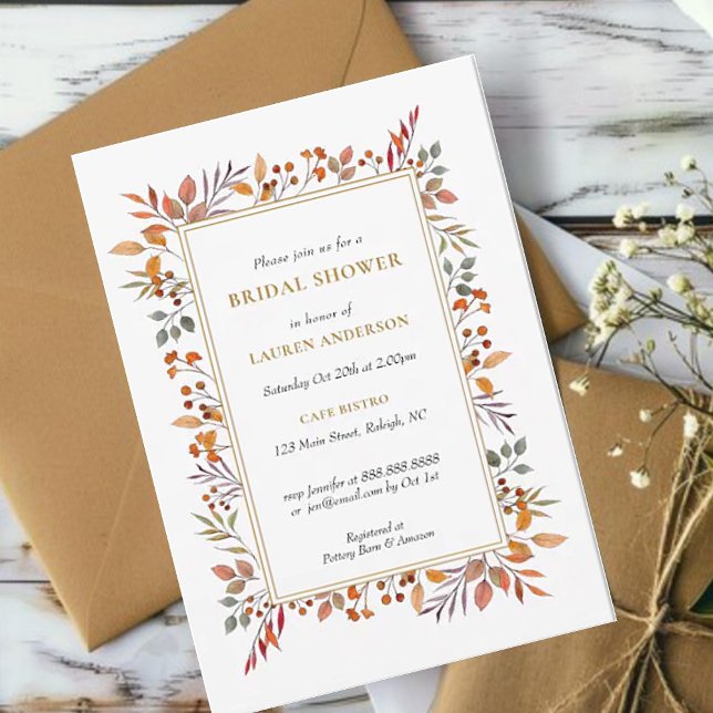 Möhippan Watercolor Fall Botanical ram Meddelande (Skapare uppladdad)