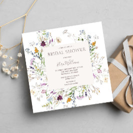 Möhippan Watercolor för Blommigt Wildblomma Inbjudningar