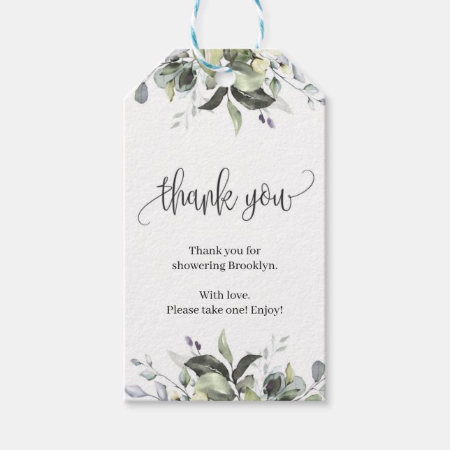 Möhippan Watercolor greenery boho löv Presentetikett (Framsidan)