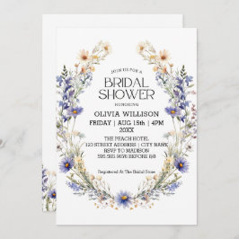 Möhippan Watercolor Light Blue Wildblommor Inbjudningar