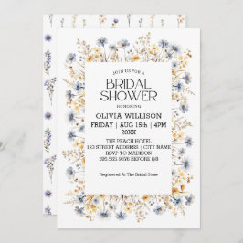 Möhippan Watercolor Light Blue Wildblommor Inbjudningar