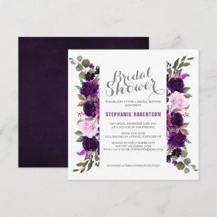 Möhippan Watercolor Lila Plum Blommigt Boho Inbjudningar