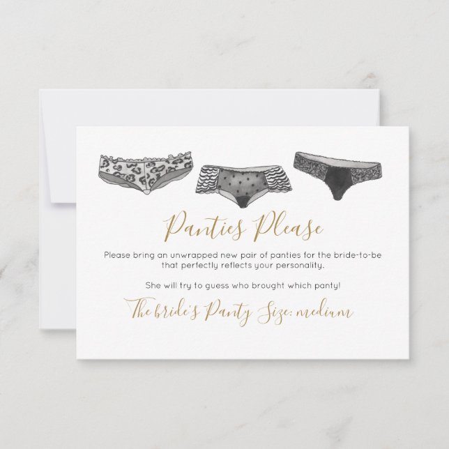 Möhippan Watercolor Lingerie Shower Game Inbjudningar (Framsida)