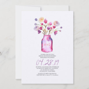 möhippan Watercolor mason burk blommigt Inbjudningar