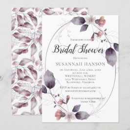 Möhippan Watercolor Mauve Rosa Flowers Löv Inbjudningar