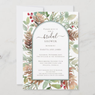 Möhippan Watercolor Rustic Greenery Par Inbjudningar