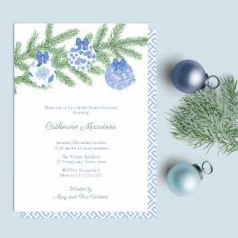 Möhippan Watercolor Spruce Blue White Baubles Inbjudningar