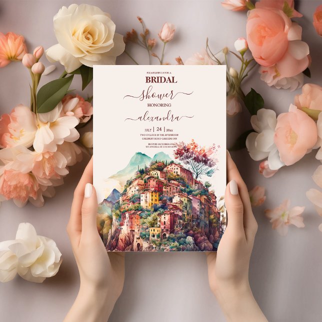 Möhippan Whimsical Watercolor Italy Destination Inbjudningar (Skapare uppladdad)