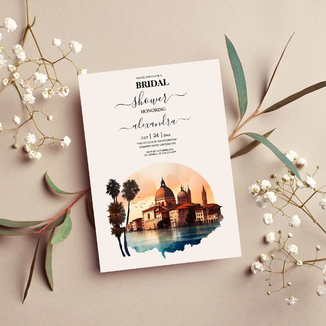 Möhippan Whimsical Watercolor Italy Destination Inbjudningar (Skapare uppladdad)
