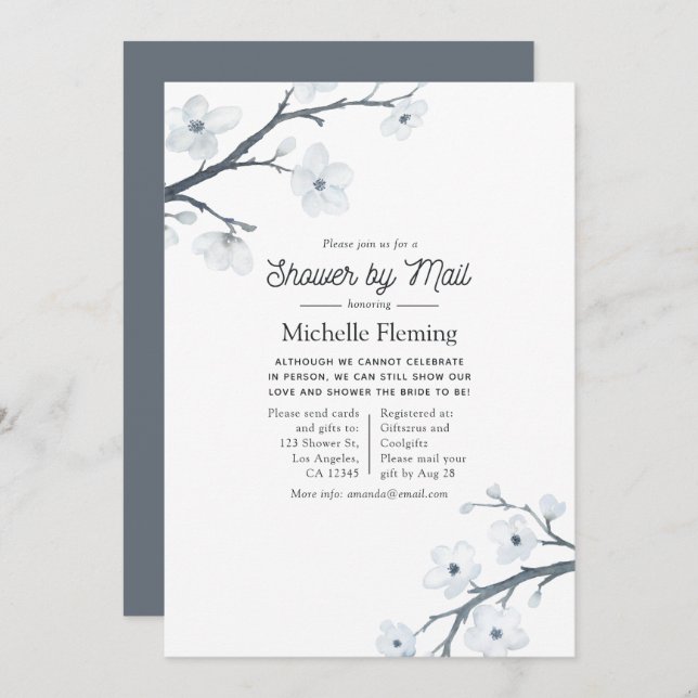 Möhippan White Cherry Blommars by Mail Inbjudningar (Fram/baksida)