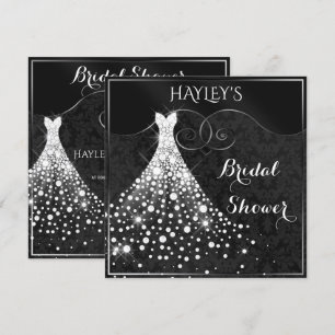 Möhippan White Diamonds Gown Black Silver Inbjudningar