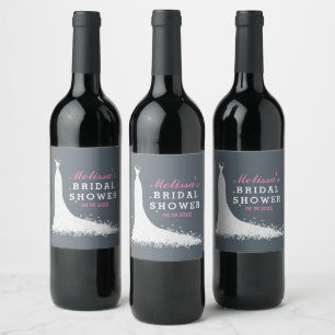 Möhippan White snöre bröllop klänning Vinflaska Etikett