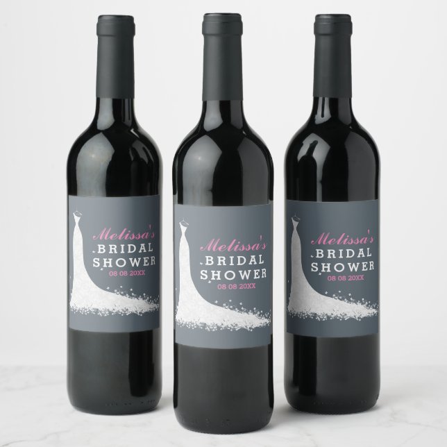 Möhippan White snöre bröllop klänning Vinflaska Etikett (Flaskor)