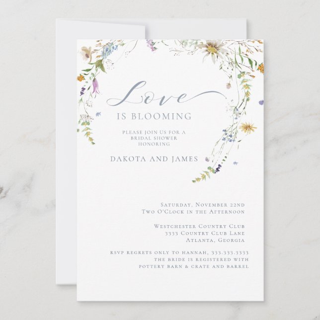 Möhippan WildblomBlommigt Par Inbjudningar (Framsida)