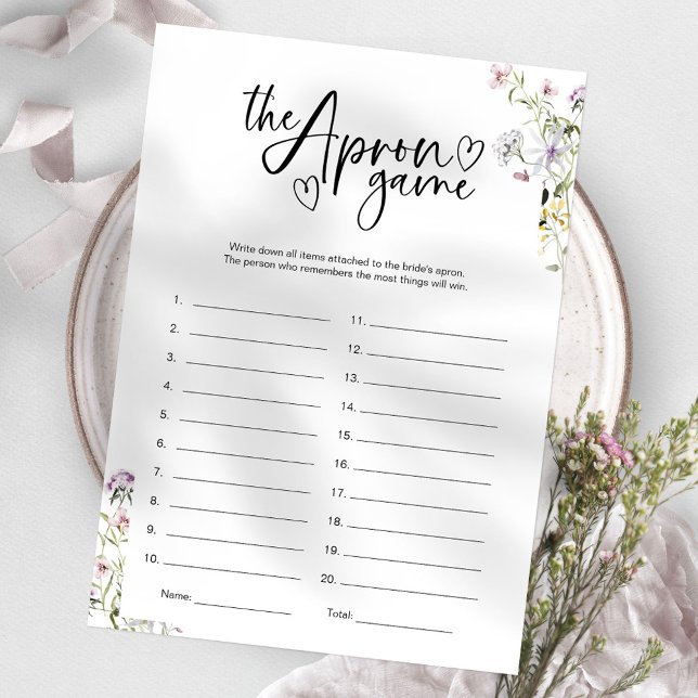 Möhippan Wildblomma Apron Memory Game Inbjudningar (Skapare uppladdad)