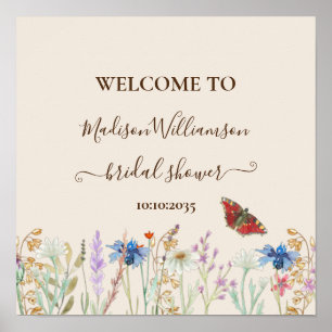 Möhippan Wildblomma Butterfly Välkommen Poster