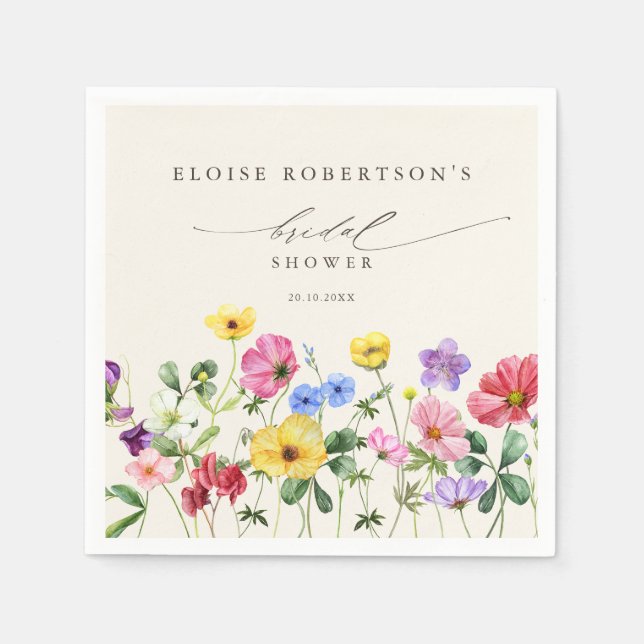 Möhippan Wildblomma Rustic Blommigt Land Pappersservett (Framsidan)