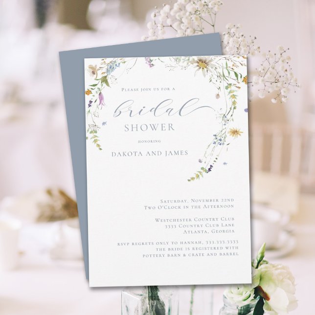 Möhippan Wildblommblått Blommigt Par Inbjudningar (Skapare uppladdad)