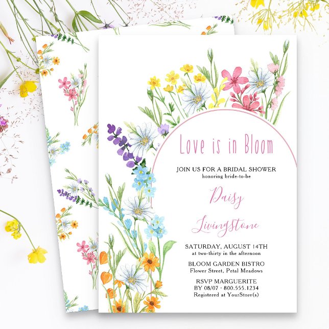 Möhippan Wildblomsskorgen Inbjudningar (Love is in Bloom Invitation from my Wildflower Meadow Bridal Shower collection)