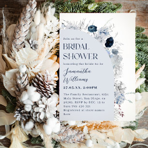 Möhippan Winter Blommigt Navy Blue WildblomBoho Inbjudningar