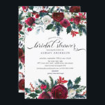 Möhippan Winter Bloom Blommigt Inbjudningar<br><div class="desc">Vackra vinterbouquet med rödblommor och blommor av burgundisk vin med rött bär och gran grenar.  Besök vår butik för att se vår vackra vinterblodsamling.</div>