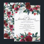 Möhippan Winter Bloom Blommigt Inbjudningar<br><div class="desc">Vackra vinterbouquet med rödblommor och blommor av burgundisk vin med rött bär och gran grenar.  Besök vår butik för att se vår vackra vinterblodsamling.</div>