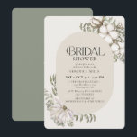 Möhippan Winter Greenery Blommigt Oval Inbjudningar<br><div class="desc">Inbjudningskort för möhippan med en vattenfärg,  vintergrön grönska med vita blommor runt en ovala ram</div>