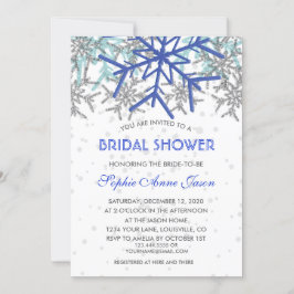 Möhippan Winter Silver Navy Blue Snöflingor Inbjudningar