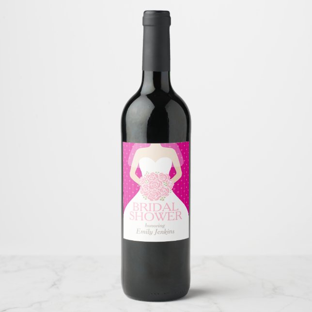 Möhippans anpassade namn rosa vin-etiketter vinflaska etikett (Framsida)