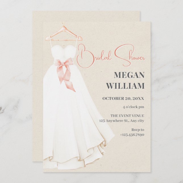 Möhippans klänningsgäst inbjudningar (Fram/baksida)