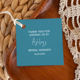 Möhippans moderna persiko- och blå Mod i mitten av Gåvor Etiketter