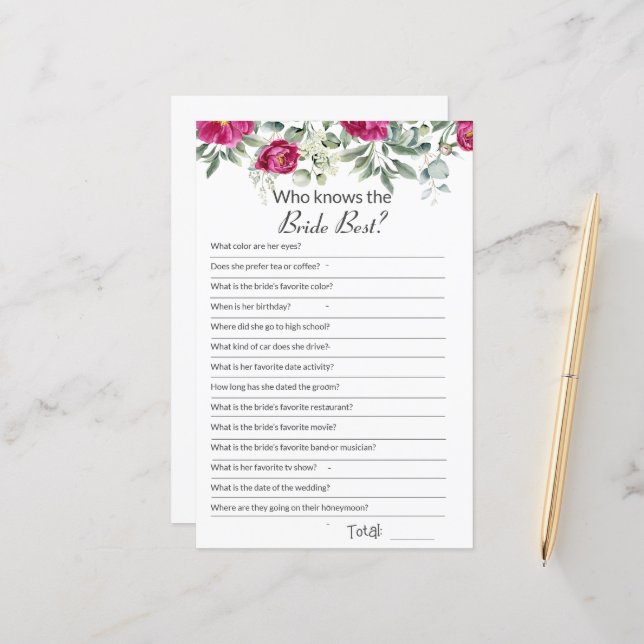 Möhippans Rosa Hur bra du känner till spel (Fram/Back In Situ)