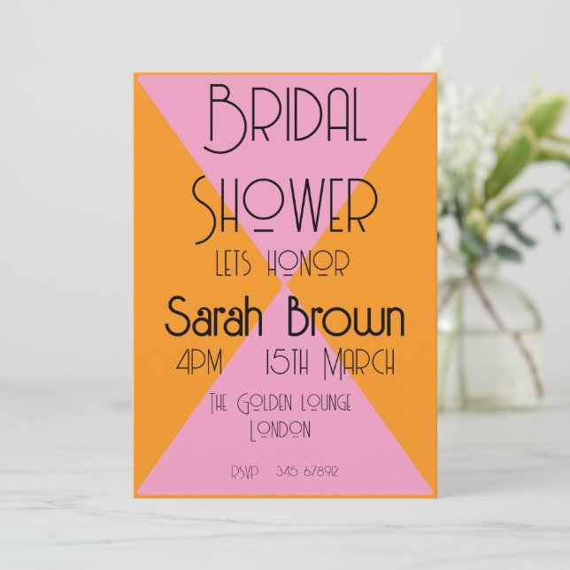 Möhippans rosa&orange inbjudningar (Stående Fram)