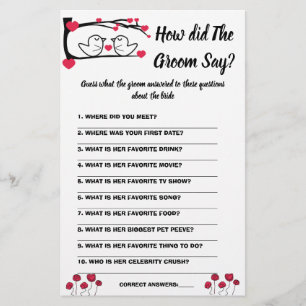 Möhippans spelkort Vad sa Groom? Flygblad
