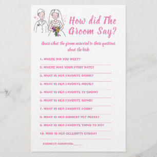 Möhippans spelkort Vad sa Groom? Flygblad