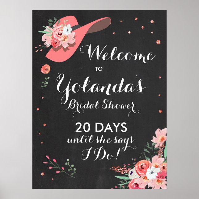 Möhippans välkomstskylt Derby Hat Flower län Poster (Framsidan)