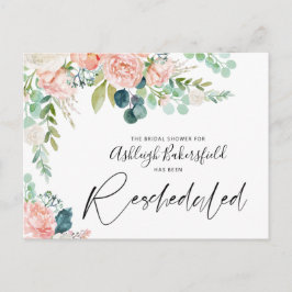 Möhipparty Återanordnad Rosa Blommig Datumändring Meddelande Vykort