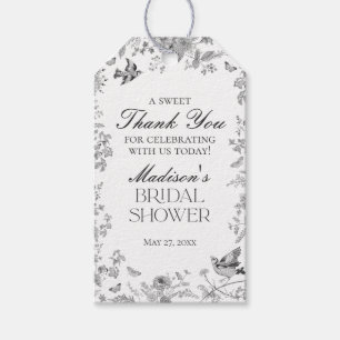 Möhippor för Black Toile De Jouy-Blommigt Presentetikett