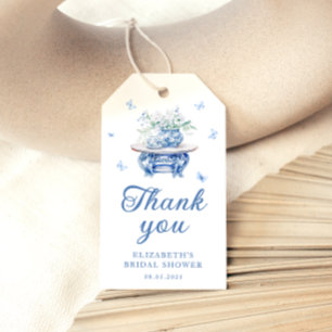 Möhippor för Blue Chinoiserie Blommigt-Chic Presentetikett