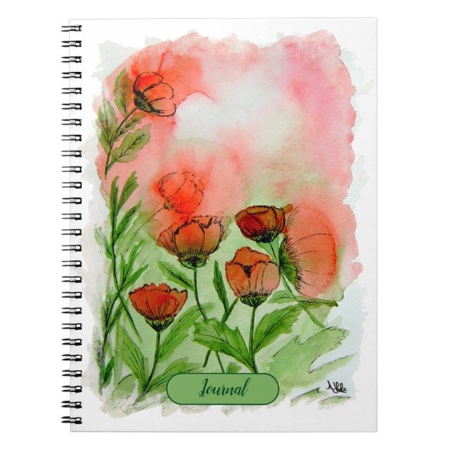 Mohnblumen Aquarell - Anteckningsbok (Framsidan)
