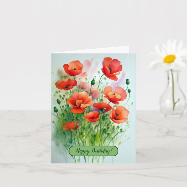 Mohnblumenwiese, Aquarell -  Kort (Liten växt)