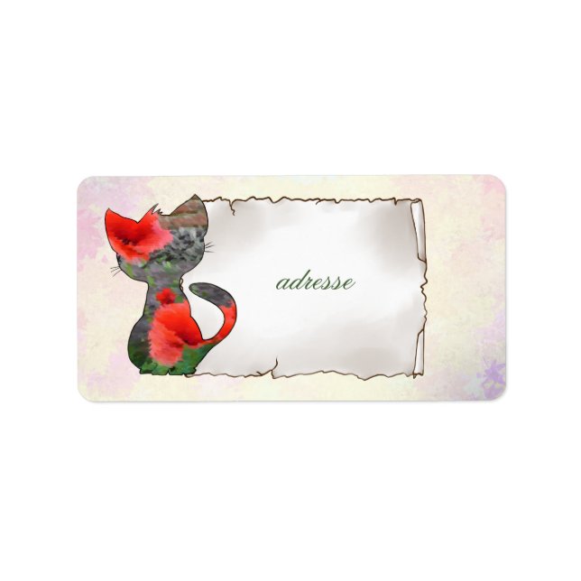Mohnkatze Adressetikett (Framsidan)