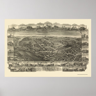 Mohnsville, PA Panoramic Karta - 1898 Poster